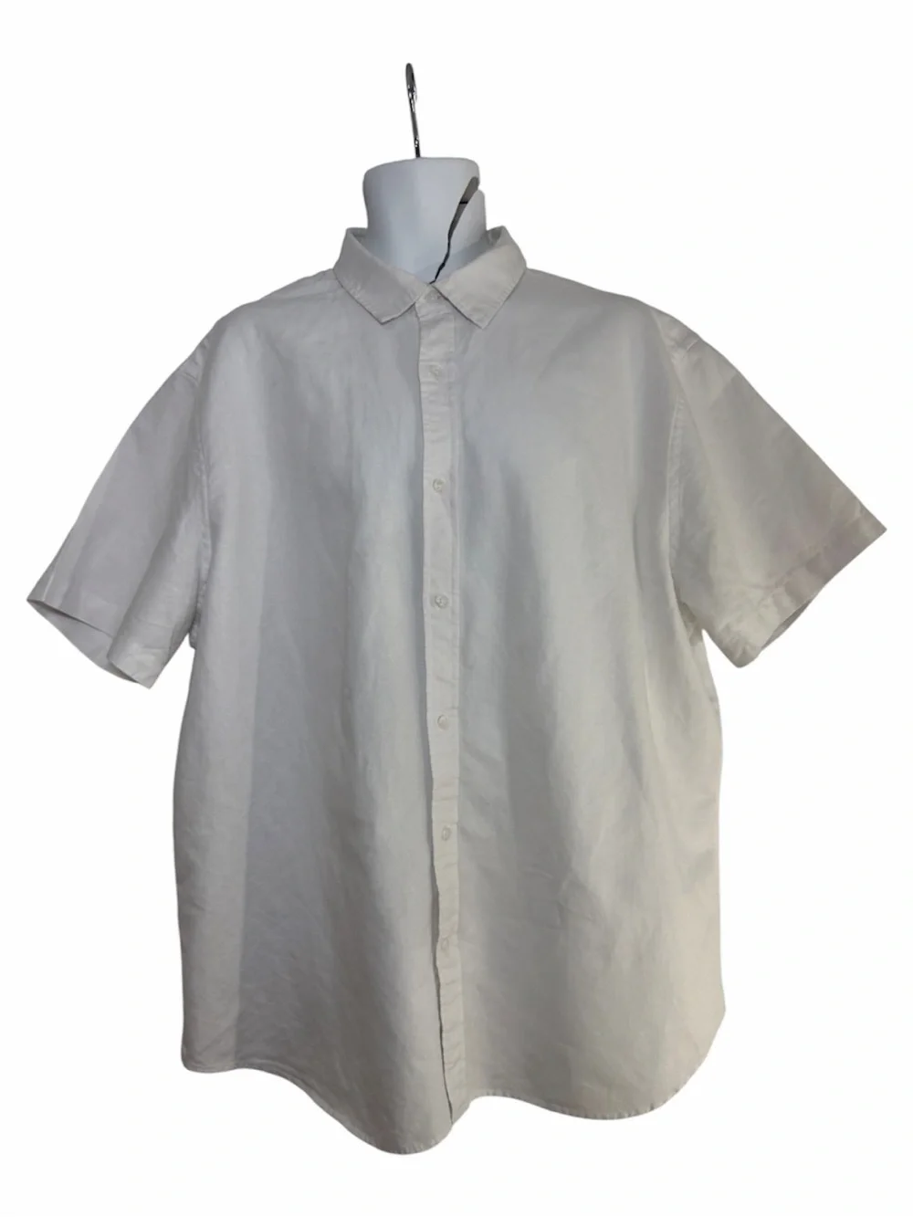 Banana Republic White Short-Sleeve Button-Down Shirt XXL Linen Blend